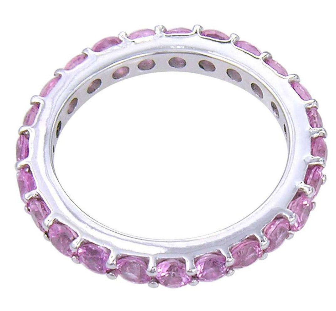 1 CT Round Cut Pink Sapphire 925 Sterling Silver Women Anniversary Band Ring Gift For Her - atjewels.in