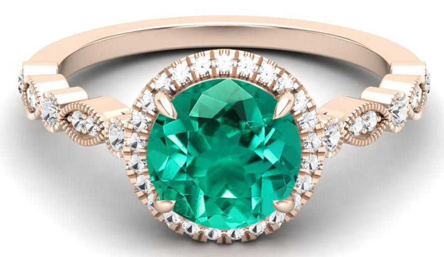 2 CT Round Cut Green Emerald Diamond 925 Sterling Silver Engagement Birthday Ring Gift For Her - atjewels.in