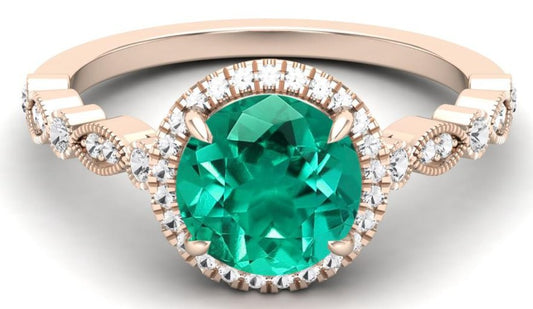 2 CT Round Cut Green Emerald Diamond 925 Sterling Silver Engagement Birthday Ring Gift For Her - atjewels.in