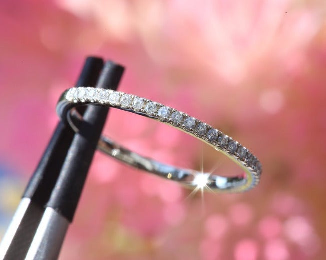 1 CT Round Cut Diamond 925 Sterling Silver Half Eternity Wedding Band Ring