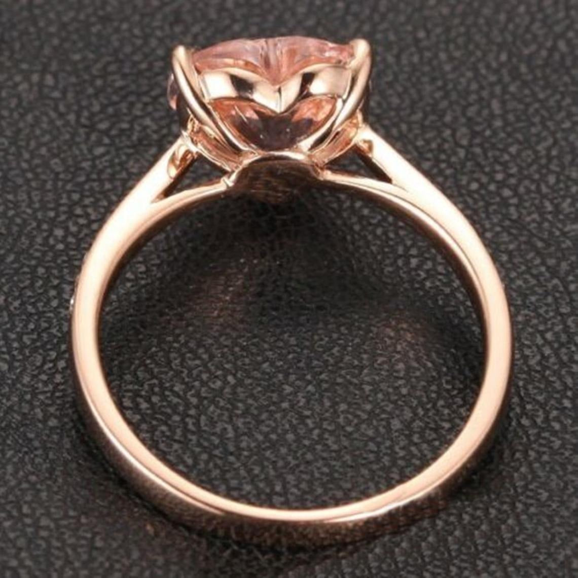 2 CT Heart Cut Morganite Pink Diamond 925 Sterling Silver Unisex Promise Ring Gift For Her