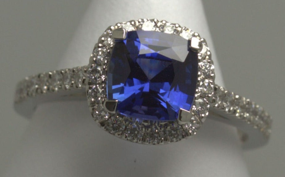 2 CT Cushion Cut Blue Sapphire Diamond 925 Sterling Silver Women Anniversary Halo Ring - atjewels.in