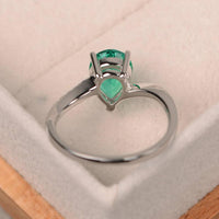 2 CT Pear Cut Green Emerald Diamond 925 Sterling Silver Women Anniversary Halo Ring