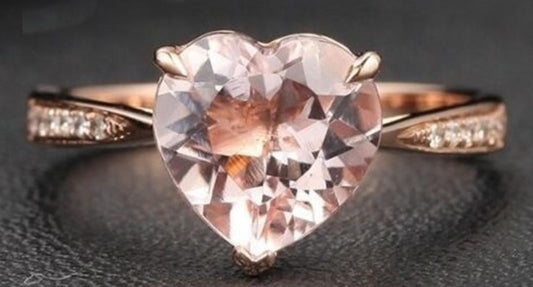 2 CT Heart Cut Morganite Pink Diamond 925 Sterling Silver Unisex Promise Ring Gift For Her
