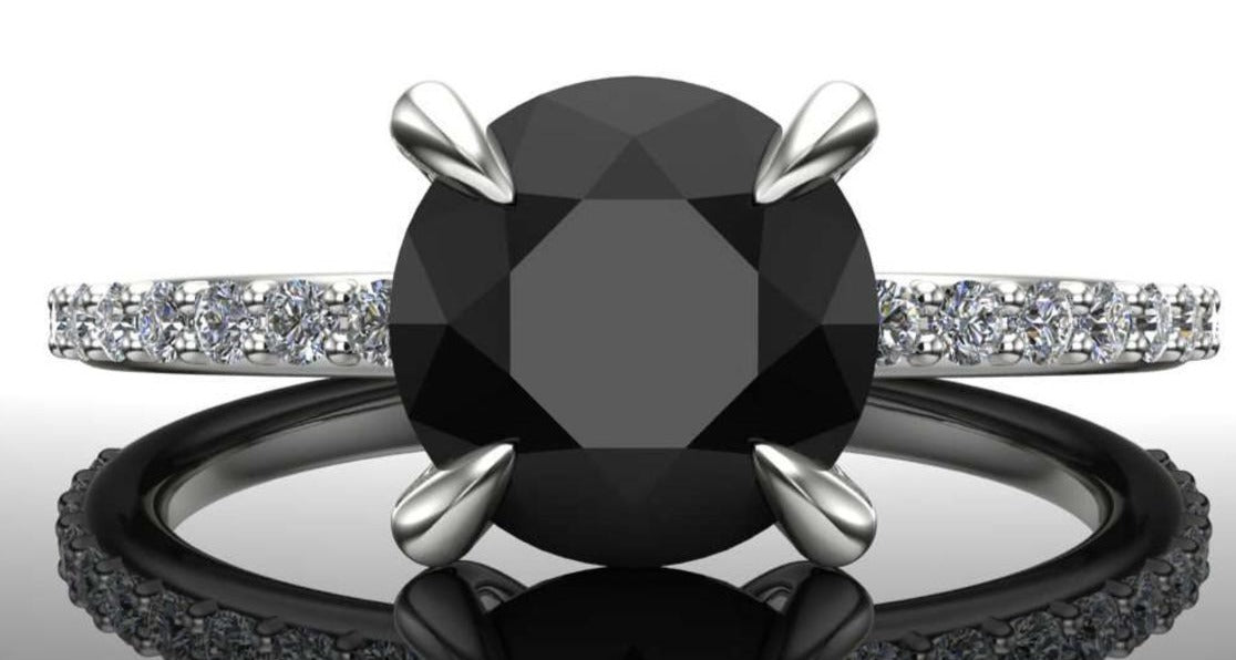 2 CT Round Cut Black Cubic Zirconia Diamond 925 Sterling Sliver Women Engagement Band Ring