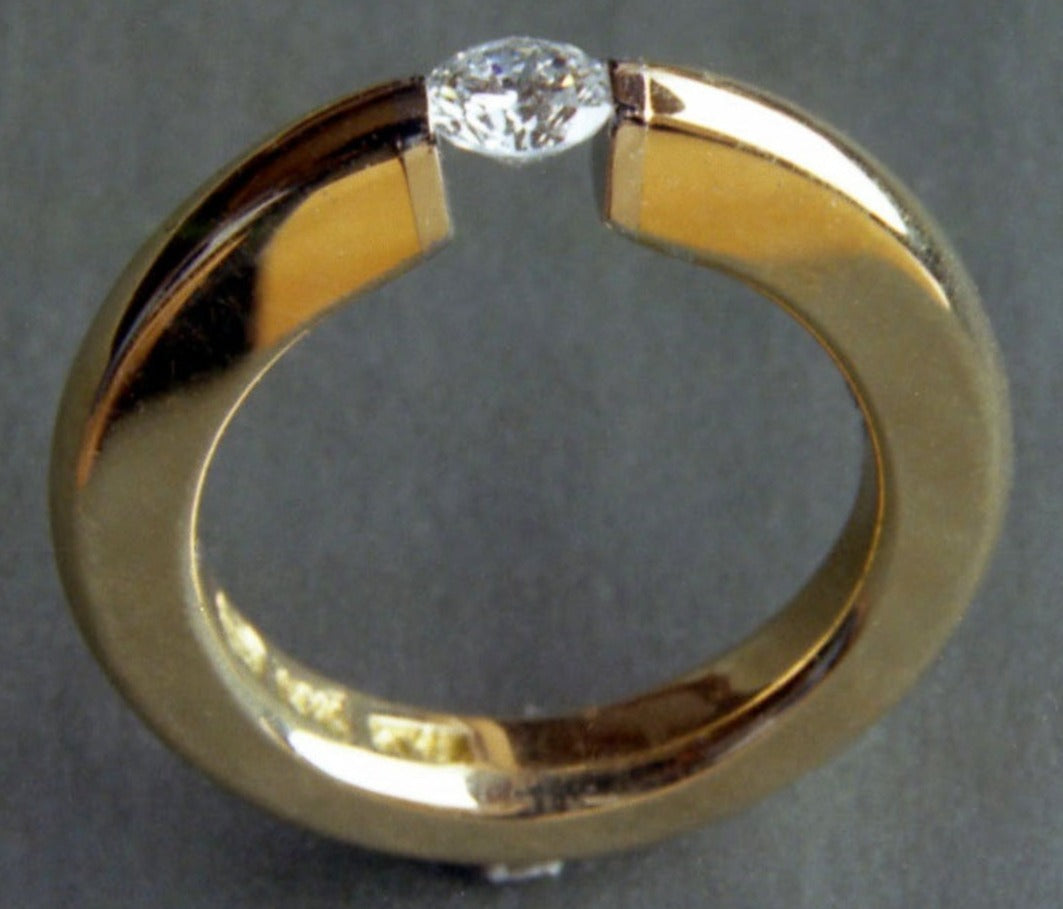 0.20 CT Round Cut Diamond Yellow Gold Over 925 Sterling Sliver Women Anniversary Solitaire Ring