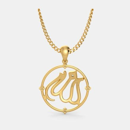 0.20 Ct Round Cut Diamond Yellow Gold Over On 925 Sterling Silver Fadheela Pendant