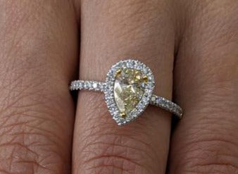 1 CT 925 Sterling Sliver Pear Cut Diamond Halo Anniversary & Engagement Ring