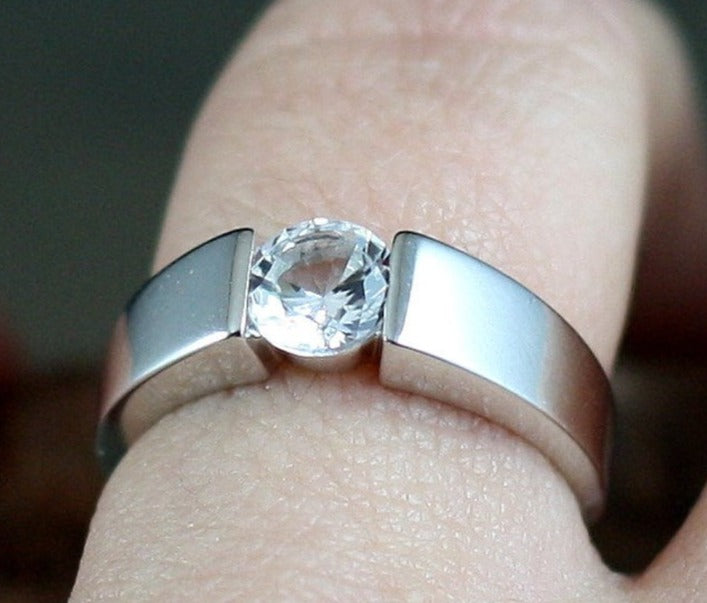 1 CT Round Cut Diamond 925 Sterling Silver Engagement Solitaire Men Ring