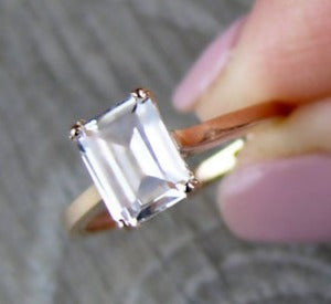 1 CT Emerald Cut Diamond 925 Sterling Silver Women Solitaire Anniversary Ring