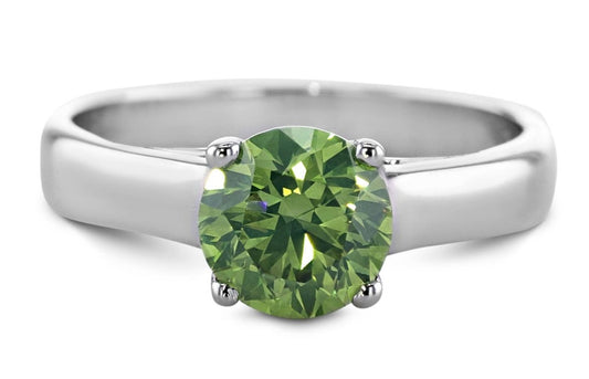 1 CT Round Cut Green Peridot Diamond 925 Sterling silver Solitaire Engagement Ring