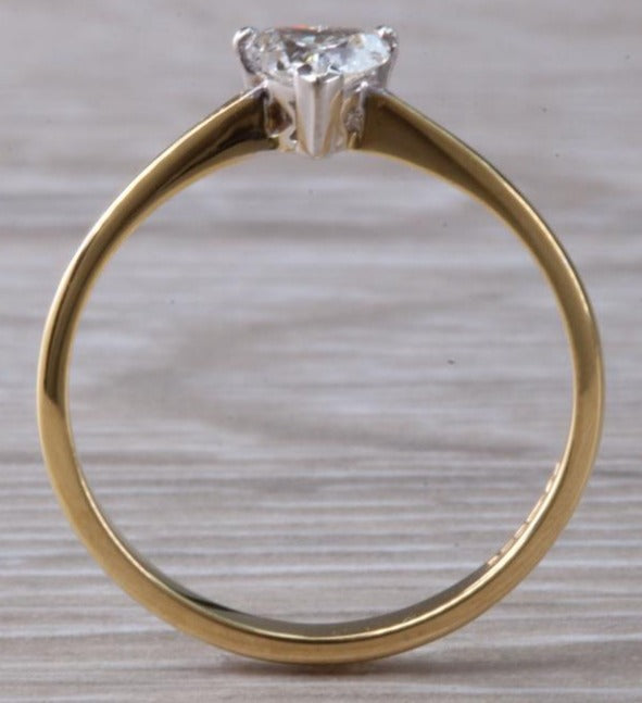 1 CT Heart Cut Diamond Yellow Gold Over 925 Sterling Sliver Women Engagement Solitaire Ring