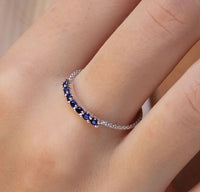 0.30 CT 925 Sterling Silver  Blue Sapphire Round Cut Engagement Promise Ring