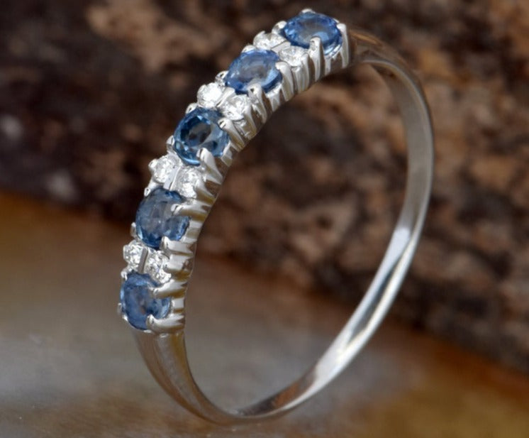 1 CT 925 Sterling Silver Sapphire Round Cut Diamond Women Engagement Ring