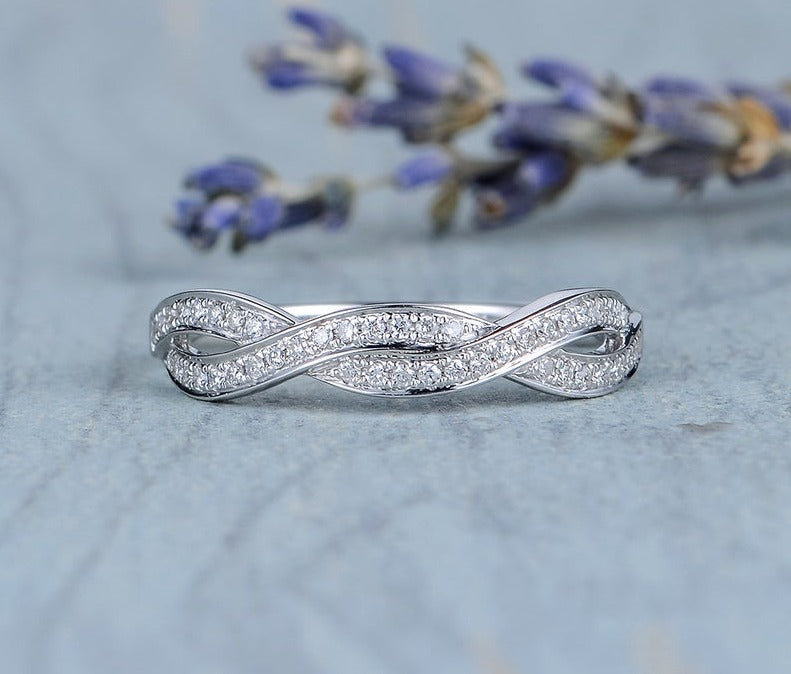 0.75 Ct Round Cut White Diamond Infinity Promise Gift Ring In 925 Sterling Silver