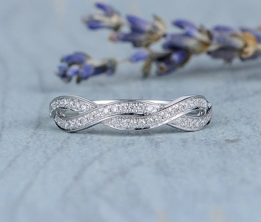 0.75 Ct Round Cut White Diamond Infinity Promise Gift Ring In 925 Sterling Silver