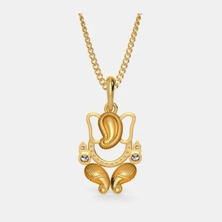 0.20 Ct Round White Diamond Yellow Gold Over On 925 Sterling Silver Ganesha Pendant