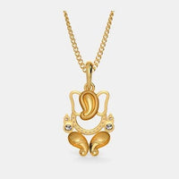 0.20 Ct Round White Diamond Yellow Gold Over On 925 Sterling Silver Ganesha Pendant