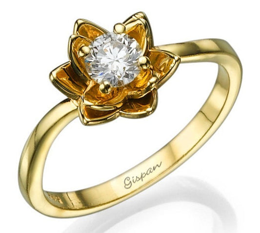 1 CT 925 Sterling Silver Round Cut Diamond Unique Engagement Solitaire Flower Ring