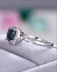 2.25 Ct Cushion Cut London Blue Topaz 925 Sterling Silver Engagement Wedding Ring