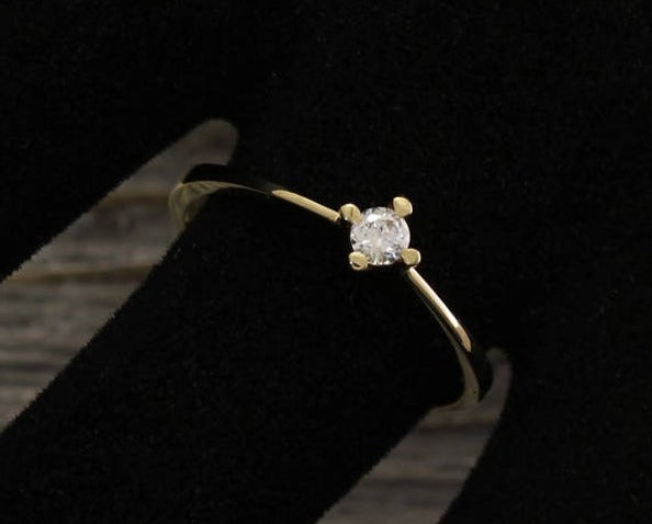 0.25 CT Round Cut Diamond 14K Yellow Gold Over 925 Sterling Silver Unique Engagement Solitaire Ring