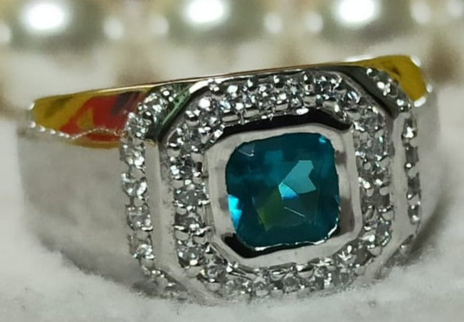 1 CT Cushion Cut Blue Sapphire Diamond 925 Sterling Silver Wedding Engagement Ring