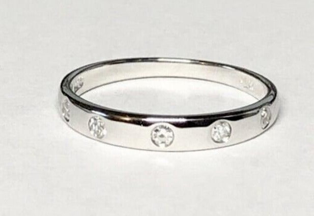 1/10 CT Round Cut Diamond 925 Sterling Silver Women Anniversary Band Ring