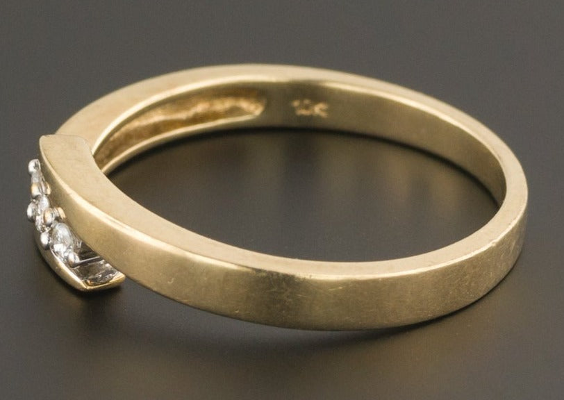 0.10 CT Round Cut 3 Stone Diamond 925 Sterling Silver Women Engagement Bypass Ring