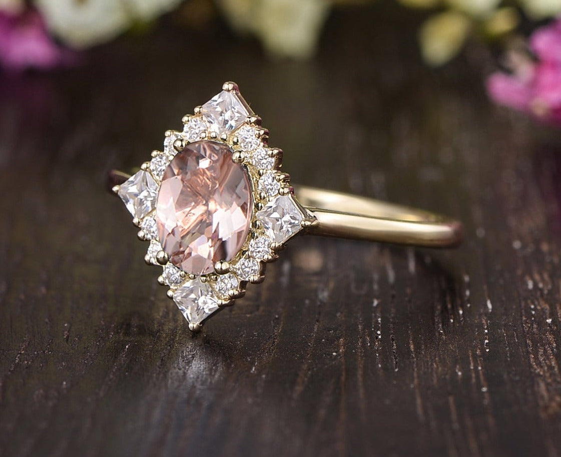 3 CT Oval Cut Diamond 925 Sterling Silver Princess Moissanite Halo Engagement Ring