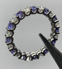 2 CT Round Cut Blue Sapphire Diamond 925 Sterling Silver Women Anniversary Band Ring