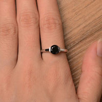 1.00 Ct Round Cut Black Onyx 925 Sterling Silver Bezel Set Solitaire Ring