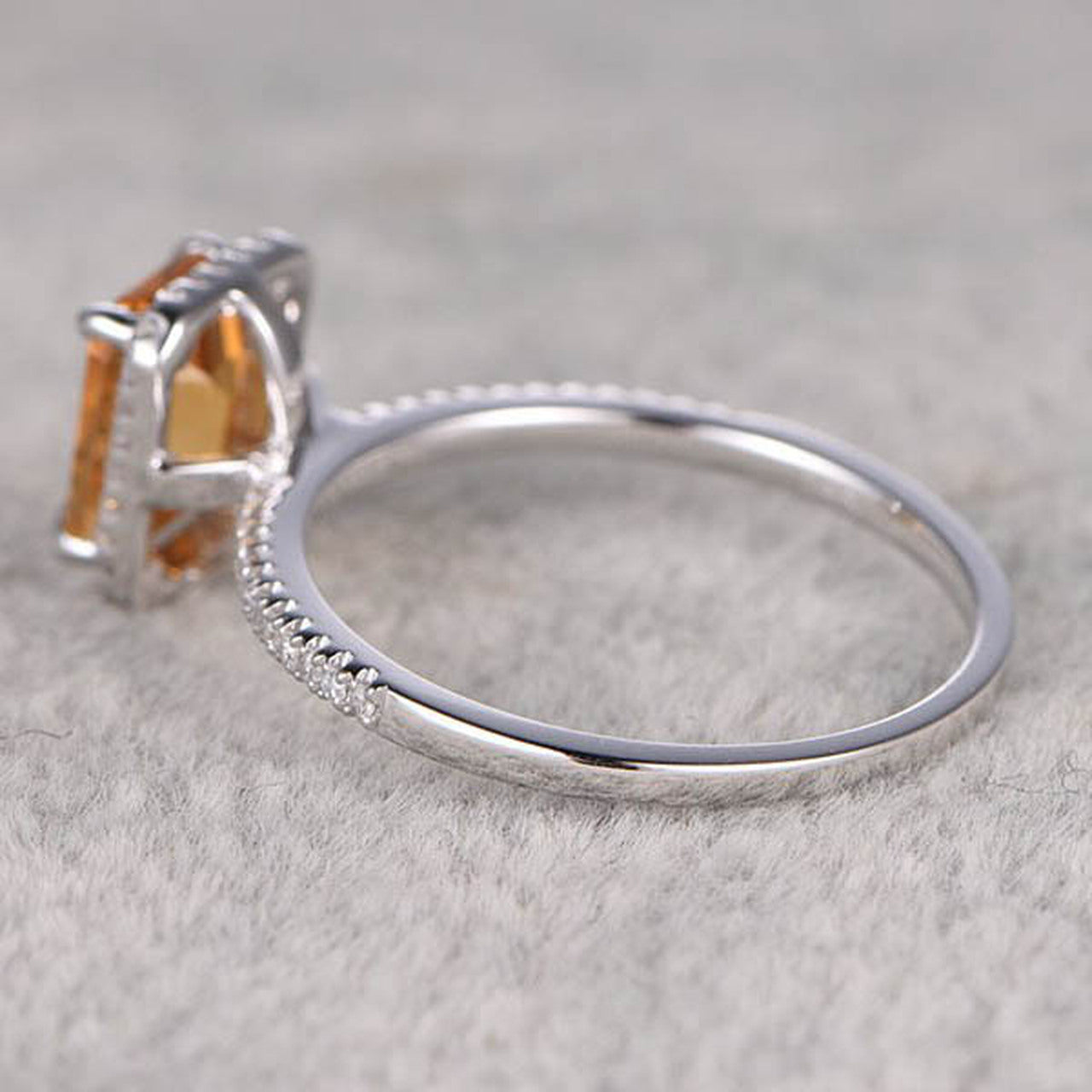 1.75 Ct Emerald Cut Yellow Citrine November Birthstone Halo Ring In 925 Sterling Silver