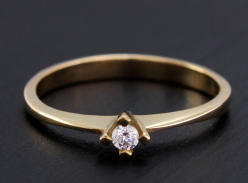 0.25 CT Round Cut Diamond 14K Yellow Gold Over 925 Sterling Silver Unique Engagement Solitaire Ring