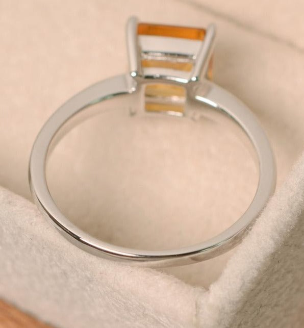 1 CT Princess Cut Citrine Yellow 925 Sterling Silver Women Engagement Solitaire Ring