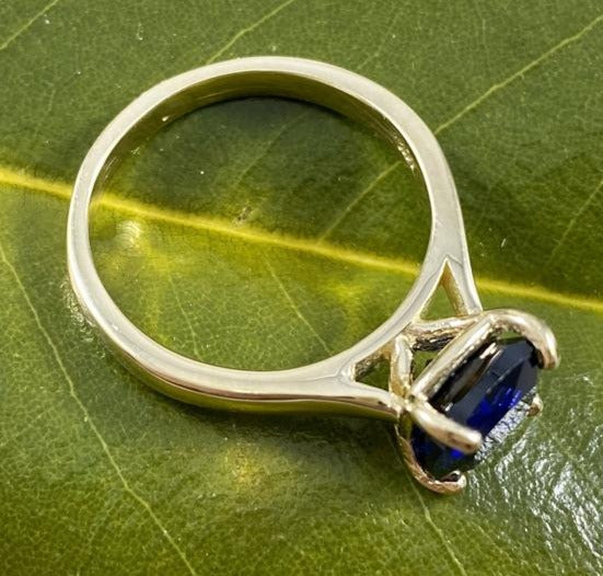 2 CT Cushion Cut Blue Sapphire 925 Sterling Silver Women Engagement Solitaire Ring