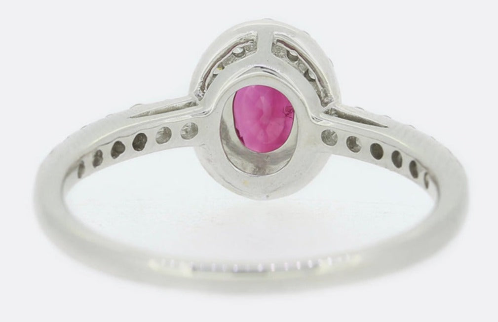 1 CT Oval Cut Ruby Red Diamond 925 Sterling Sliver Women Cluster Engagement Halo Ring