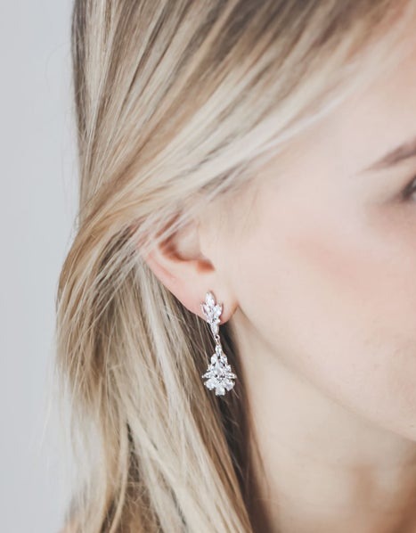 2.50 Ct Marquise & Pear Cut Diamond Engagement Bridal Dangle Earrings In 925 Sterling Silver