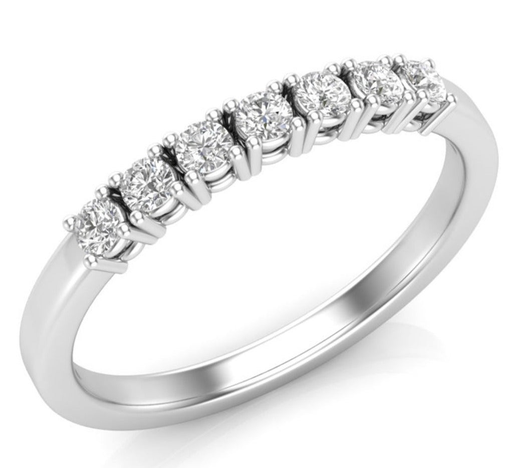 0.25 CT Round Cut Diamond 925 Sterling Silver Women Wedding Band Ring