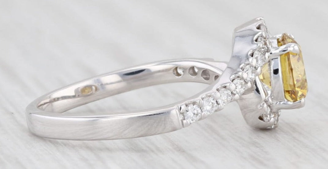 2 CT Round Cut Yellow Citrine Diamond 925 Sterling Silver Unisex Bypass Promise Halo Ring