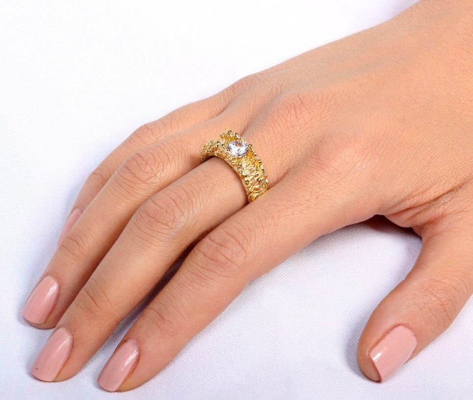 1 CT 925 Sterling Silver Round Cut Diamond Unique Anniversary Solitaire Ring
