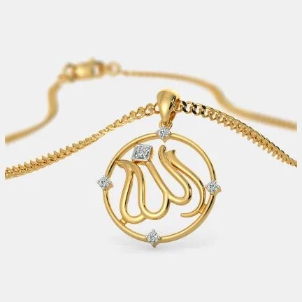 0.20 Ct Round Cut Diamond Yellow Gold Over On 925 Sterling Silver Fadheela Pendant