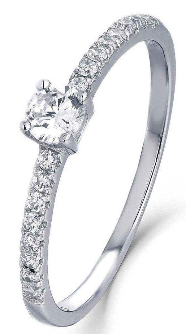 0.25 CT Round Cut CZ Diamond 925 sterling Silver Wedding Engagement Solitaire Band Ring