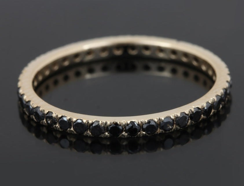 0.75 CT Round Cut Black Cubic Zirconia Diamond 925 Sterling Silver Anniversary Band Ring Birthday Gift