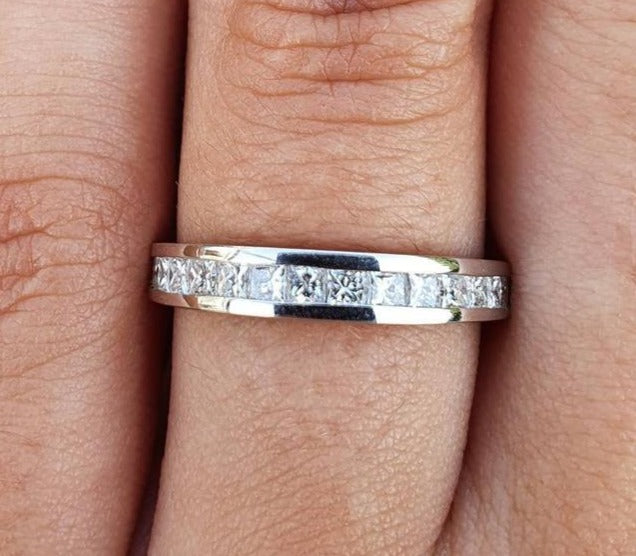 1 CT Princess Cut Diamond 925 Sterling Silver Unisex Wedding Engagement Ring