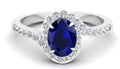 2 CT Oval Cut Blue Sapphire Diamond 925 Sterling Silver Women Engagement Halo Ring