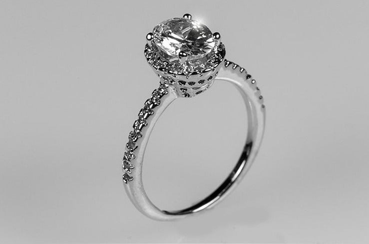 1 CT Oval Cut CZ Diamond 925 Sterling Silver Halo Anniversary Ring