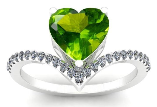2 CT Heart Cut Green Peridot Diamond 925 Sterling Silver Wedding Anniversary Ring