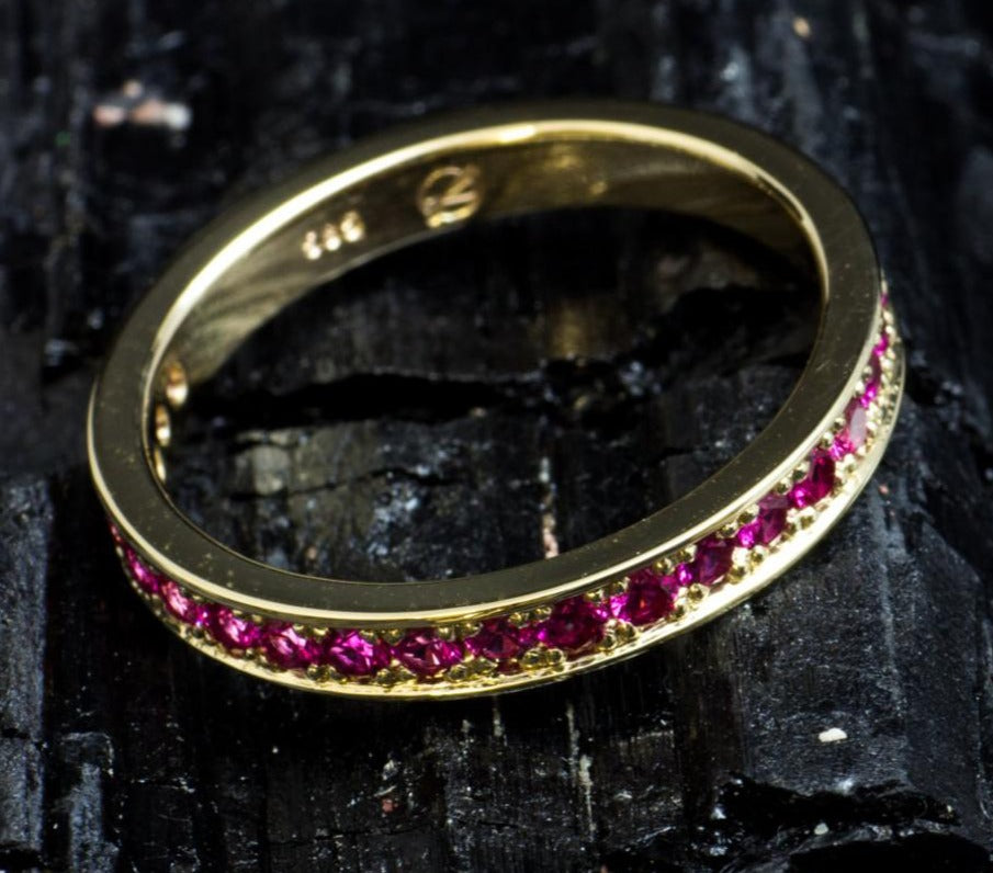 0.75 CT  925 Sterling Silver Red Ruby Round Cut Wedding Engagement Ring