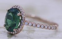 2 CT Oval Cut Green Emerald Diamond 925 Sterling Silver Engagement Ring