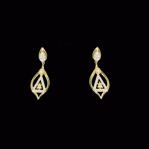 18K Yellow Gold Fancy Diamond  Dangle Earrings